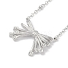 304 Stainless Steel Crystal Rhinestone Satellite Chain Bowknot Pendant Necklaces for Women NJEW-C055-10P-1