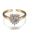Brass Micro Pave Clear Cubic Zirconia Cuff Rings RJEW-P006-09G-2