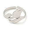 Non-Tarnish Tulip 304 Stainless Steel Open Cuff Finger Rings for Women RJEW-P114-05P-2