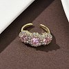 Brass Micro Pave Cubic Zirconia Cuff Rings RJEW-H256-01G-3