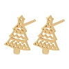 925 Sterling Silver Hollow Christmas Tree Stud Earrings EJEW-F397-01G-2