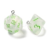 7 Styles Transparent Resin Polyhedral Dice Pendants Set RESI-A029-01K-2
