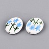 Hand Painted Tulip Flower Oval Porcelain Beads PORC-N012-11G-2
