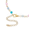304 Stainless Steel & Natural Agate(Dyed & Heated) Faceted Round Link Chain Anklets AJEW-AN00747-01-5