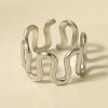 Geometric 304 Stainless Steel Adjustable Cuff Open Rings for Women WL5945-1-1