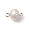 Natural Cultured Freshwater Pearl Connector Charms PALLOY-JF03090-01-2