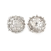 Flower Brass Clear Cubic Zirconia Bead Caps KK-V008-02P-1