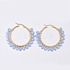 Electroplate Glass Faceted Rondelle Hoop Earrings X-EJEW-JE04021-02-1