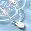 Natural Cowrie Shell Pendant ABS Plastic Starfish Round Beaded Necklaces with 304 Stainless Steel End Chains NJEW-F356-01G-2