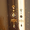 Natural Rose Quartz Brass Moon & Star Hanging Ornaments LS-PW-WG80899-01-1