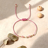 Natural Strawberry Quartz & Brass Beads Braided Bead Bracelets for Women HH4245-6-2