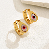 Fashionable Classic 201 Stainless Steel Teardrop with Evil Eye Hoop Earrings DM1893-2