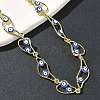 Brass Enamel Evil Eye Link Chain Necklaces NJEW-G183-01G-04-2