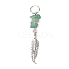 Natural Gemstone Chips & Alloy Feather Pendants PALLOY-JF02771-3