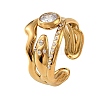 Ocean 304 Stainless Steel Cubic Zirconia Cuff Open Rings SA-CBA183D-06C-G-2