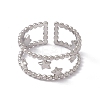 Non-Tarnish 304 Stainless Steel Stars Double Line Open Cuff Ring for Women LS-RJEW-C045-24P-2