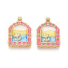 304 Stainless Steel Enamel Pendants X1-STAS-T068-18B-1