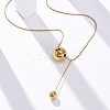 304 Stainless Steel Round Ball Pendant Snake Chain Necklaces LS-NJEW-U028-03G-1