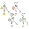 4Pcs 4 Colors Star Glass Imitation Pearl Pendant Decorations AJEW-WR0002-83-1