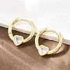 Heart Brass Micro Pave Clear Cubic Zirconia Hoop Earrings EJEW-D348-13G-4