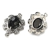 Natural Obsidian Faceted Oval Connector Charms G-G181-06P-06-2