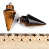 Natural Tiger Eye Gemstone Pointed Pendants G-K384-01P-07-3