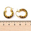Leopard Print Brass Enamel Hoop Earrings for Women EJEW-U055-11B-G-3