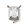 Brass Pave Clear Cubic Zirconia Rectangle Chandelier Component Links KK-C255-08P-1
