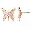 Brass Micro Pave Clear Cubic Zirconia Dangle Stud Earrings Findings KK-T062-74G-NF-2