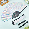 Laser PVC Plastic & Oxford Cloth Fan with Fan Bags AJEW-WH20022-90-3