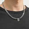304 Stainless Steel Initial Pendant Cuban Link Chain Necklaces FS-WGB15F2-12-1