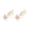 Brass Micro Pave Clear Cubic Zirconia Butterfly Hoop Earrings EJEW-T048-28G-1