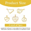 5Pcs 5 Style Brass Micro Pave Clear Cubic Zirconia Pendants ZIRC-YW0001-24-2