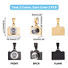 4Pcs 2 Colors 304 Stainless Steel Pave Clear Cubic Zirconia Pendants STAS-UN0036-02-5