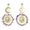 Vintage Natural Amethyst Ear Studs EJEW-JE05807-05-1