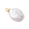 Natural Keshi Pearl Flat Round Charms PALLOY-JF05077-01-4
