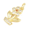 Brass Micro Pave Cubic Zirconia Pendants KK-F938-28G-04-2