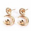 Brass Micro Pave Clear Cubic Zirconia Stud Earring Findings KK-S356-246-NF-1