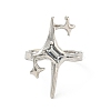 Star Zinc Alloy Open Cuff Ring RJEW-Z048-01P-02-2