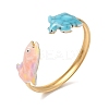 Ocean 304 Stainless Steel Enamel Cuff Bangles for Women BJEW-F518-02H-G-2