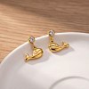 304 Stainless Steel Cubic Zirconia Stud Dangle Earrings for Women WG7577E-01-3