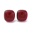 Square Brass & Plastic Stud Earrings for Women EJEW-G425-01G-01-4