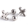 Tarnish Resistant 201 Stainless Steel Flower Barbell Cartilage Earrings EJEW-R147-29-3