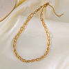 304 Stainless Steel 3 Layer Crossed Round Snake Chain Round Beads Chain Necklaces for Women FS-WG400CC-01-1