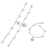 3Pcs Christmas Snowflake Alloy Charm Bracelets BJEW-JB12677-3