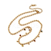 304 Stainless Steel Ball Chain Colorful Cubic Zirconia Flat Round Tassel Necklaces for Women NJEW-L157-10G-4