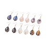 Teardrop Gemstone with Tree Dangle Earrings EJEW-JE04867-1