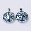 Dyed Synthetic Turquoise Pendants G-P350-D02-1