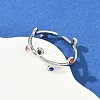 304 Stainless Steel Rhinetsone Open Cuff Rings for Women RJEW-K301-07P-01-1