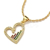 Brass Micro Pave Colorful Cubic Zirconia Peach Heart Pendant Necklaces for Women NJEW-Q346-01G-02-1